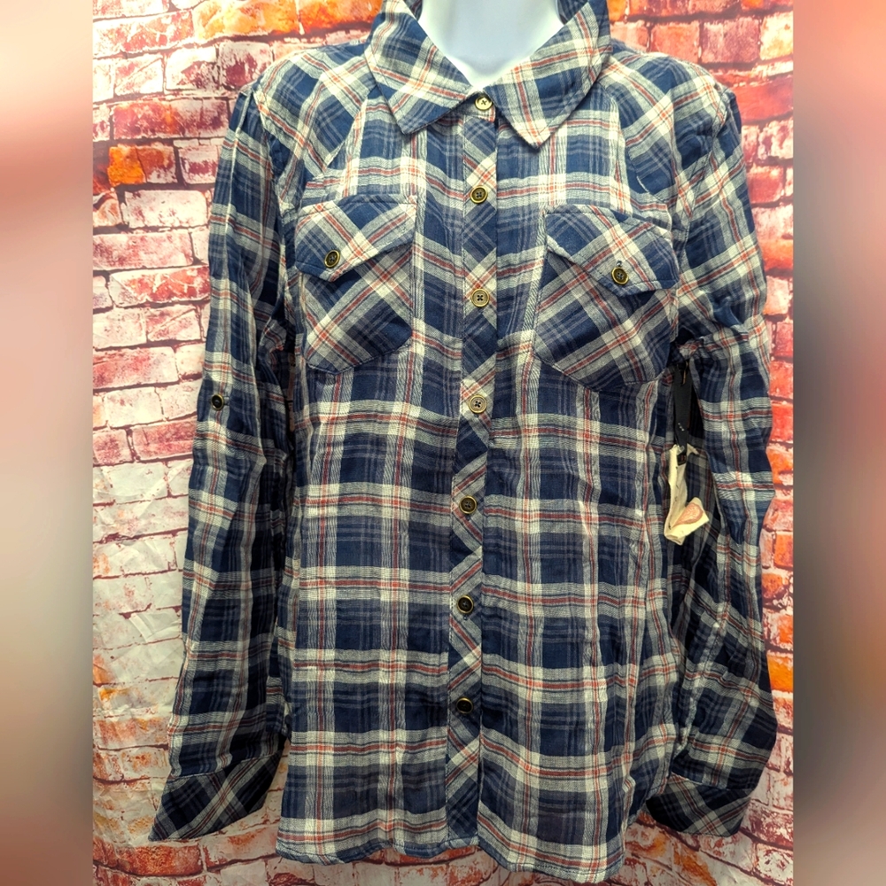 Ash And ember Lightweight Plaid Button Down